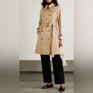 Burberry Chelsea Long Belted Trench Coat Tan Honey Size 6 Small